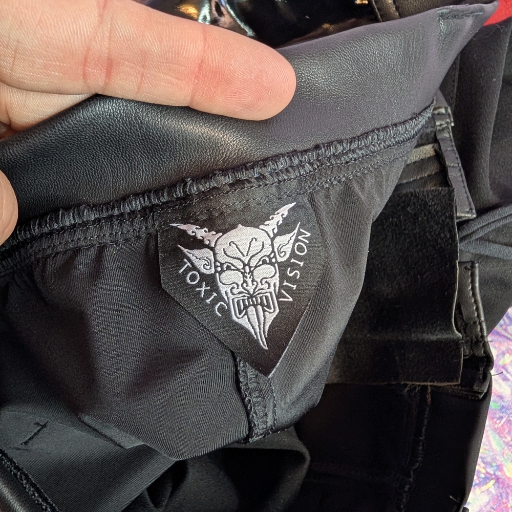 New Toxic Vision Designer Devil Screen Printed Tie Front Pants With Measurements - Picture 12 of 15